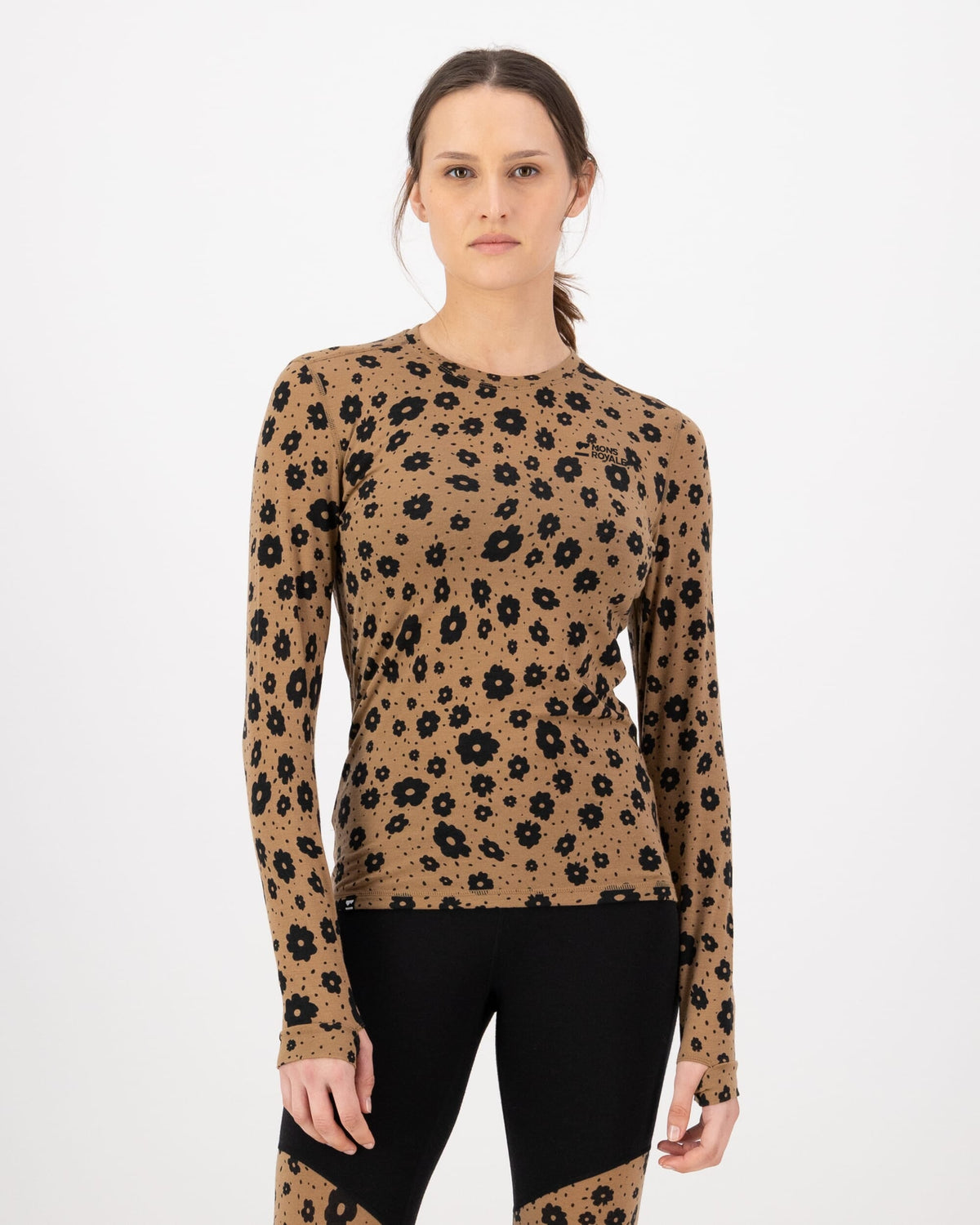 Cascade Merino Base Layer Long Sleeve - Aoraki Lily Toffee 